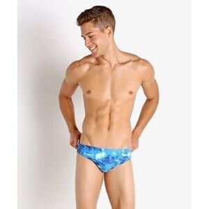 Mens SPEEDO TYE DYE IBIZA BLUE 1" BRIEF NYLON LYCRA Size 34